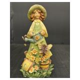 8.75'  Resin Girl Watering Flowers