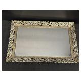 White Gold Tone Metal Framed Mirror 15x10'