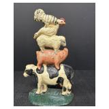 8.75' Cast Iron Stacked Farm Animals Doorstop