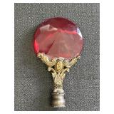 3.5' brass ornate red crystal finial