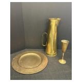Brass 12' Charger Plate,  Pitcher, Goblet