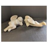 (2) resin outdoor Angel Statue's 12in long