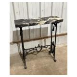 Detailed cast iron & marble top console table,