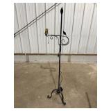Wrought iron floor lamp w/leaf accent, 56in