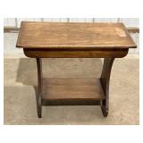 Wood side table, 26 x 13 x 22in H.,