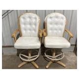 Pair of Chromcraft tall swivel chair, white