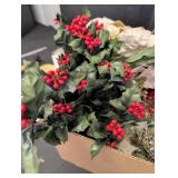 Poinsettia bushes, berry bushes, star garland