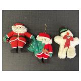 2 felt Santaï¿½s & a snowman finger puppet, 6-7in