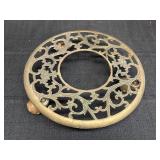 11' ornate brass plant stand on castors