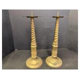 (2) 15in tall Brass candle holders Made in India