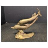 Brass Dolphin Statue 8in tall at top of tail