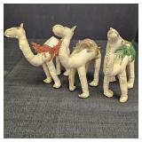 (3) Vintage Handmade Leather Camel Figures