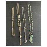 4 Gold & Silver Toned Necklace, 3 have Tassels
