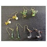Glass Earrings- Beer Mugs, Frogs, Birds, Green