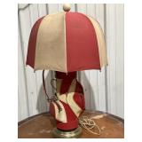 Dura Bag red & white golf club bag lamp w/shade,