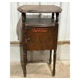 Ant. Smoking stand w/copper lined cabinet