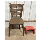 Wood ladder back side chair & toddler step stool