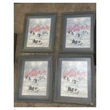 (4) framed cow pictures