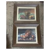 (2) Framed fruit pictures