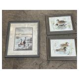 (3) framed duck pictures