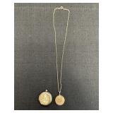 Engraved  Disc & Locket Necklace