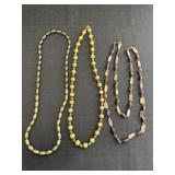 2 Beaded & 1 Seed/Wood Necklaces