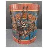 Drum design trash can w/ eagle 13.5 in tall
