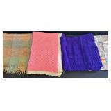 4 Afghans- 2 Knitted, 1 Lap Quilt, 1 Woven
