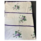 White Knitted Afghan w/ Embroidered Flowers &