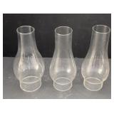 (3) clear glass chimneys 8.5in tall