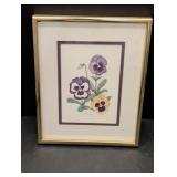 Pansies print by Alanbee in gold metal frame