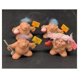 (4) Russ Berrie Troll Dolls 3in tall