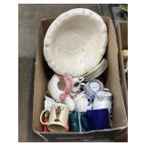 Mugs, plates, tea pot, pitcher, wash basin