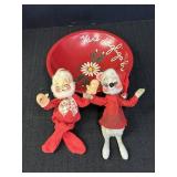 2 1971 Annalee Mobilitee dolls (Santa & mouse), &