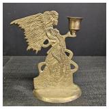 Vintage Solid Brass Angel Candlestick Holder