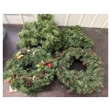 2 garland strands & 5 wreaths, artificial