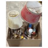 Variety of wooden lamps and a porcelain nightlight