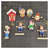 Vintage Wooden Christmas Tree Ornaments