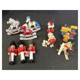 Variety of wood Christmas ornaments, rocking