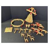 Scandinavian-style straw Christmas ornaments,