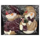 2 plush snowmen, color coordinated, 13in H., in