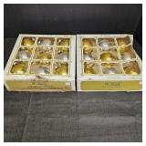Vintage Silver & Gold Noelle Glass Xmas Ornaments