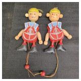 (2) VTG 'Dennis the Menace' Wooden Jumping Puppets