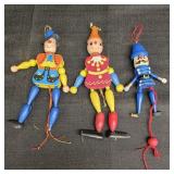 Vintage Wooden Jumping Jack puppets/ Ornaments