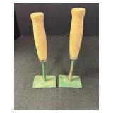 2 wooden handled 2 x 3in scrapers, 9in H