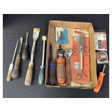 Variety of small tools - scrapers, nail puller,