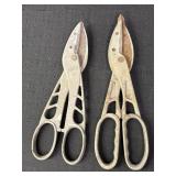 2 pair of tin snips Malco 12 & unbranded.  Malco