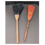 Vtg Hearth Broom w/ wood carved handle