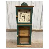 Country-style wall-mount clock cabinet w/'Sunset