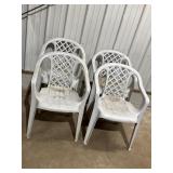 4 lattice back stacking plastic outdoor chairs,